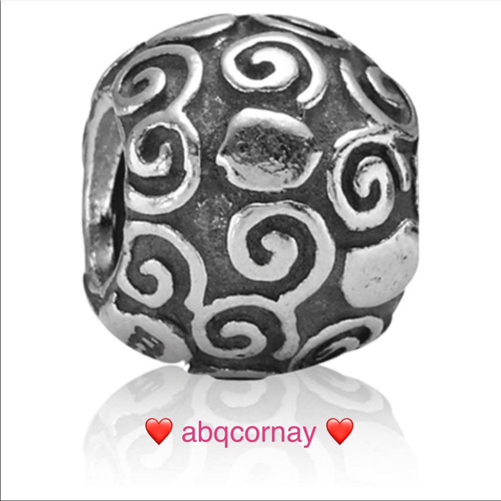 EUC Pandora 790161 Sterling Silver Swirling Heart Designer Bead